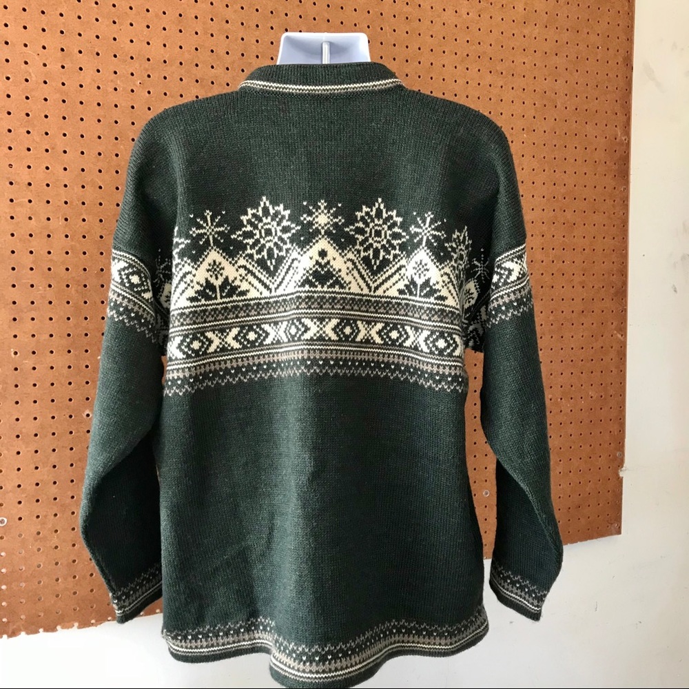 Dale of Norway Mens Green Fair Isle Wool Sweater - Picture 7 of 10